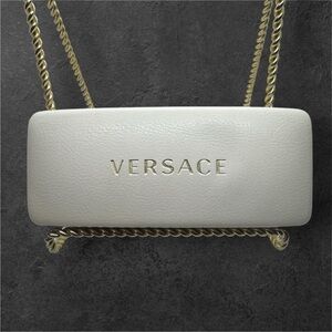 Leather Versace Clamshell Sunglasses Case with Goldtone Lettering (case only)